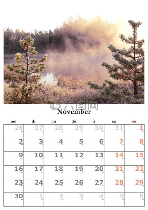 日历,个月,11 月