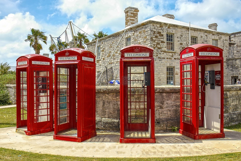 公用电话亭,红色,百慕大