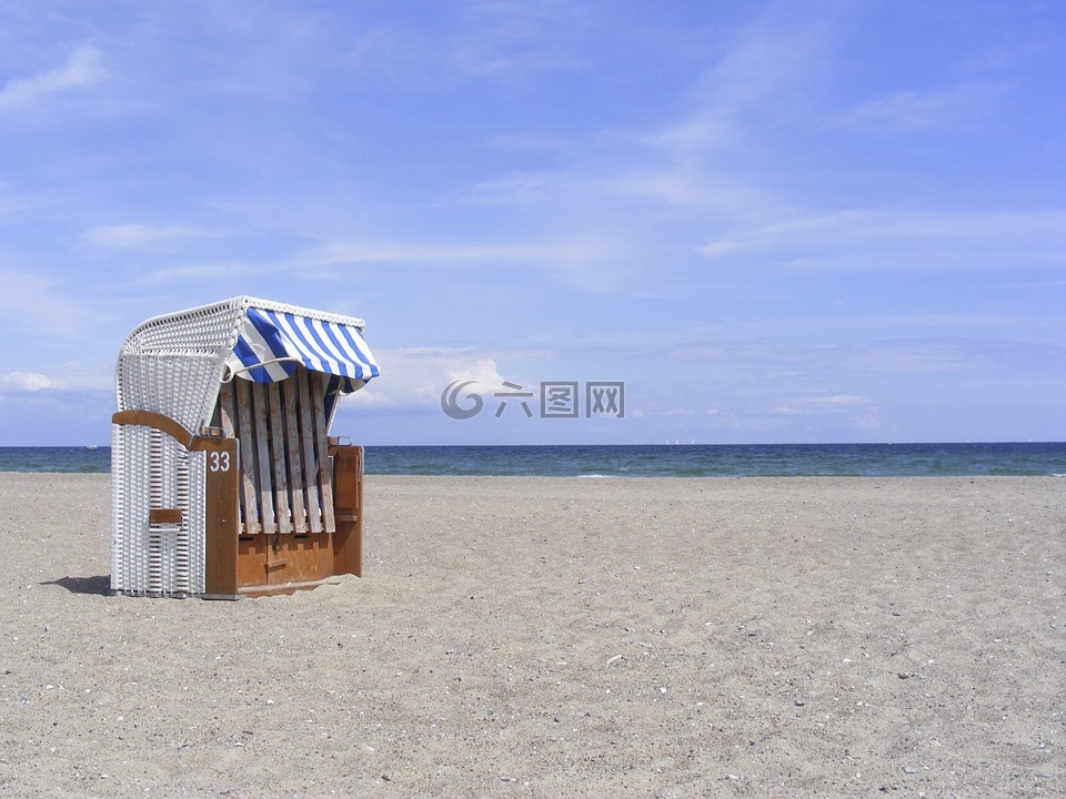 沙滩椅,海滩,海岸