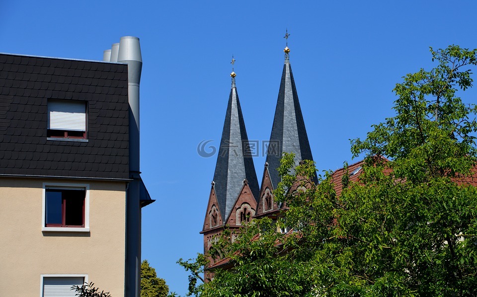 教会,塔,海得尔堡