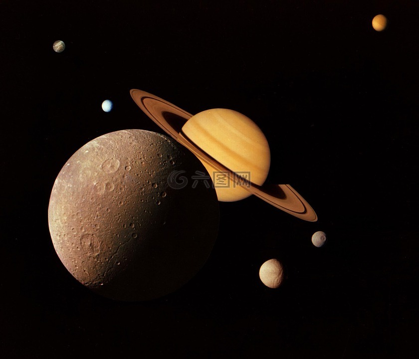土星,剪辑,月亮