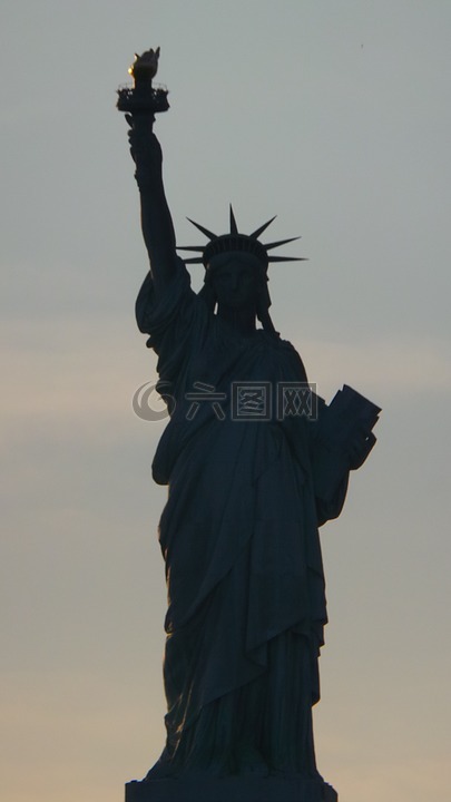 自由女神像,纽约,剪影