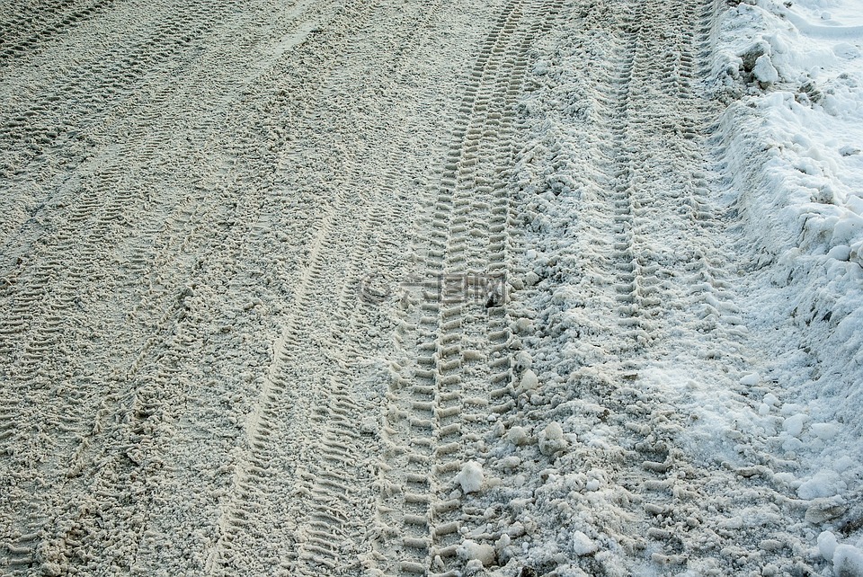 路,雪,轮胎轨道