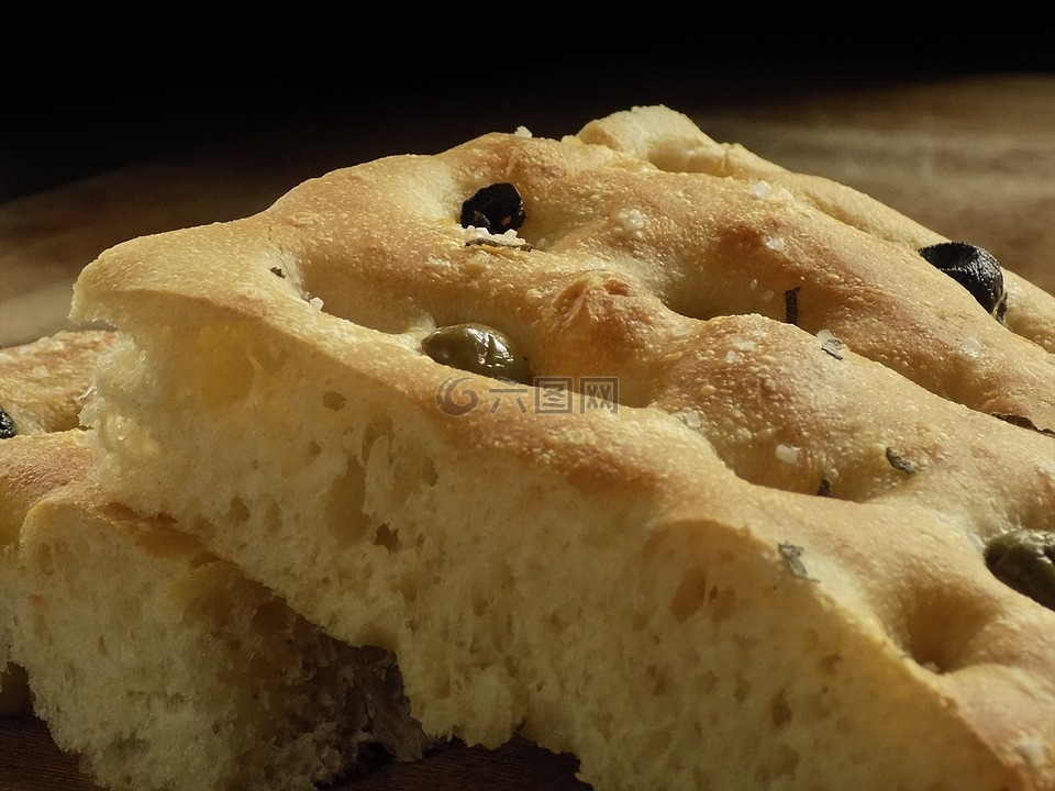 意式薄饼,橄榄,面包