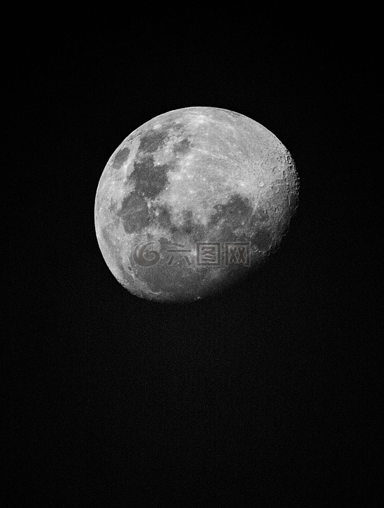 月亮,黑色和白色,astrophoto