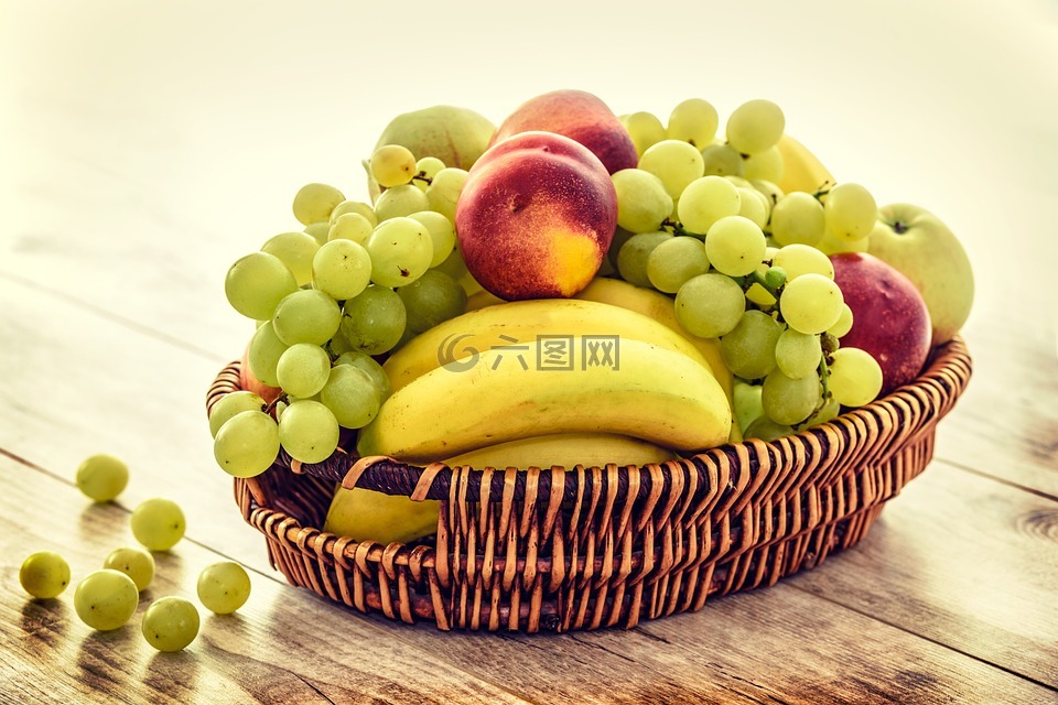 水果篮,香蕉,葡萄