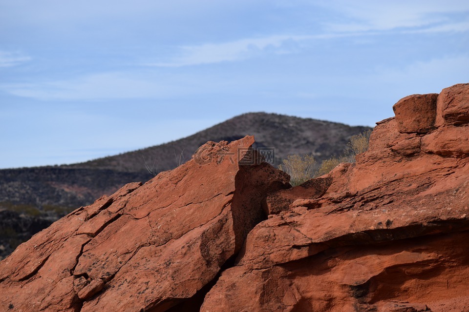 红色岩石,沙漠,石砂