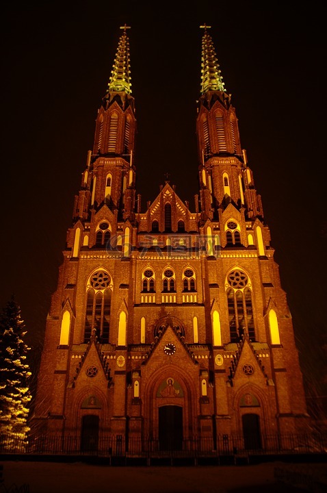 夜,大教堂,圣弗洛里亚纳