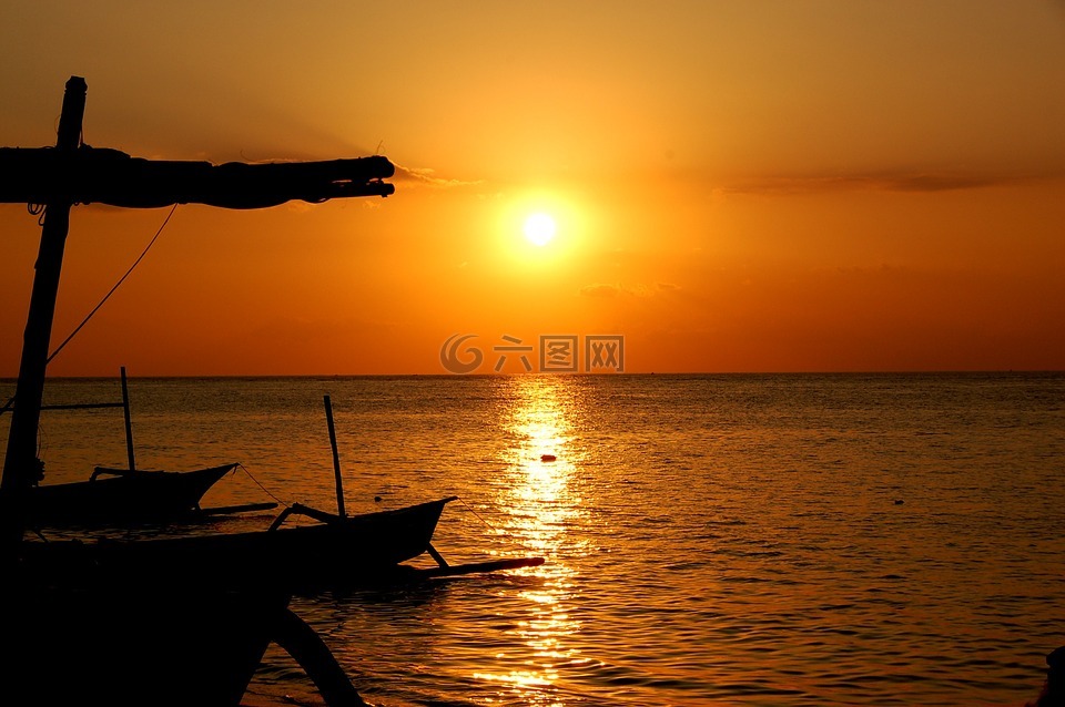 日落,海,巴厘岛
