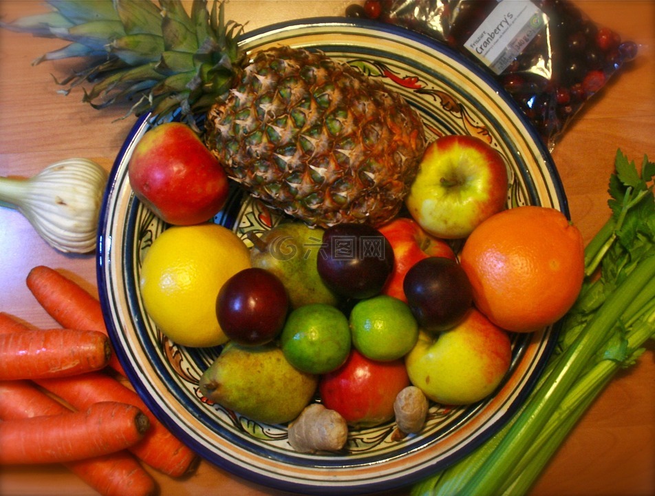 水果,蔬菜,水果碗