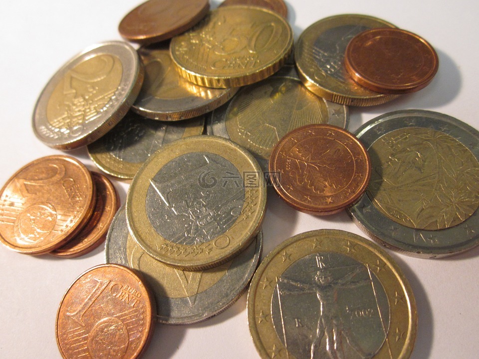 零钱,欧元,硬币