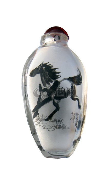 马,花瓶,tusche 印度墨水