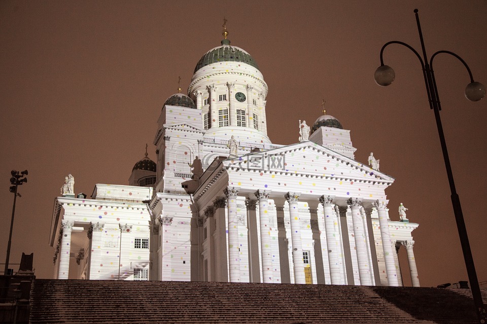赫尔辛基大教堂,勒克斯赫尔辛基,灯光秀