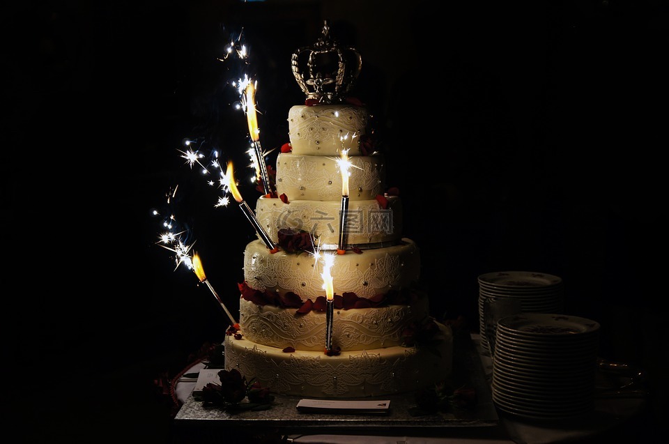 婚礼蛋糕,灯,爱情