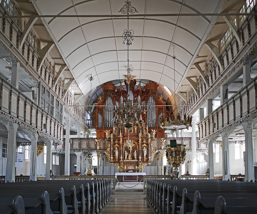 在德国最大的木制教堂里,克劳斯塔尔,市场教会