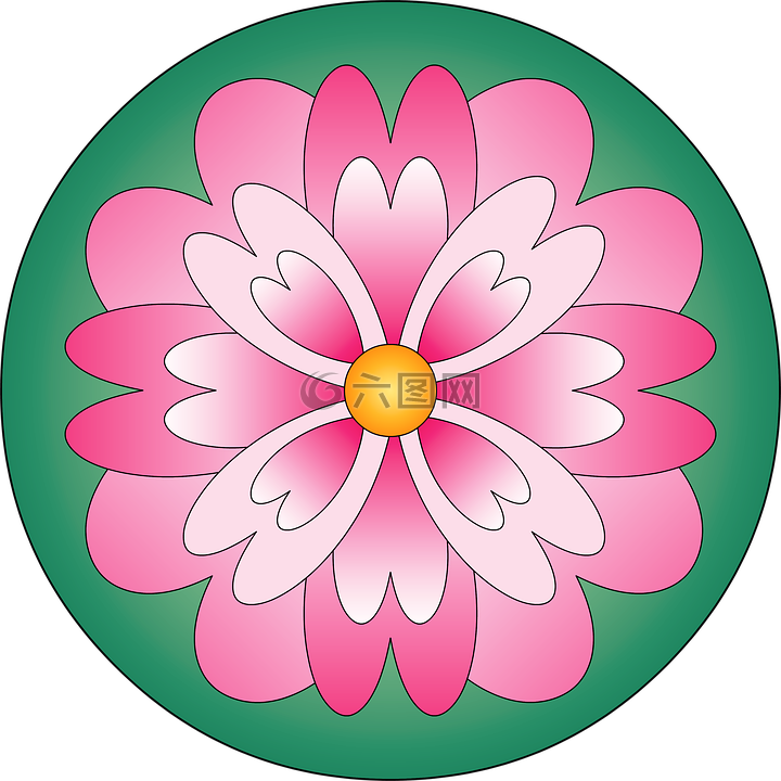 花卉,曼荼罗,花的颜色粉色