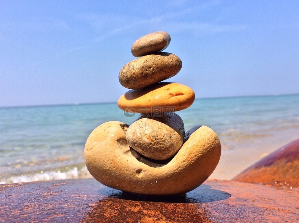 石头,叠,平衡