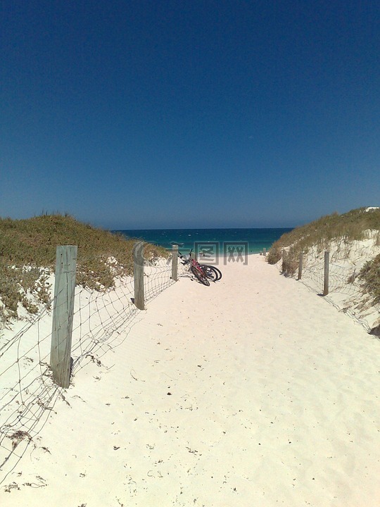 海滩通路,夏天,度假