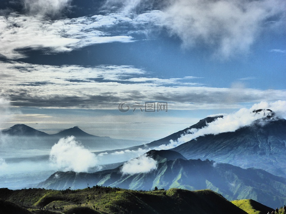 印度尼西亚,山,自然