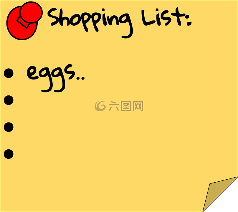购物清单,鸡蛋,粘滞便笺