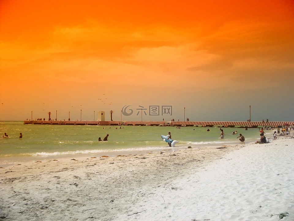 尤卡坦半岛,墨西哥,海