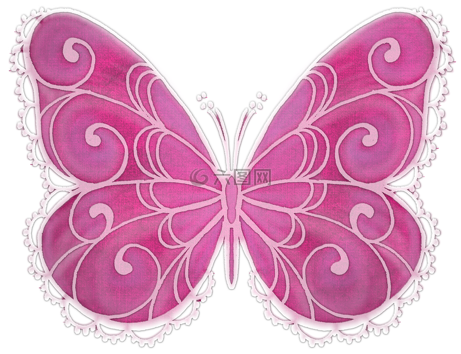 蝴蝶,粉红色,多彩