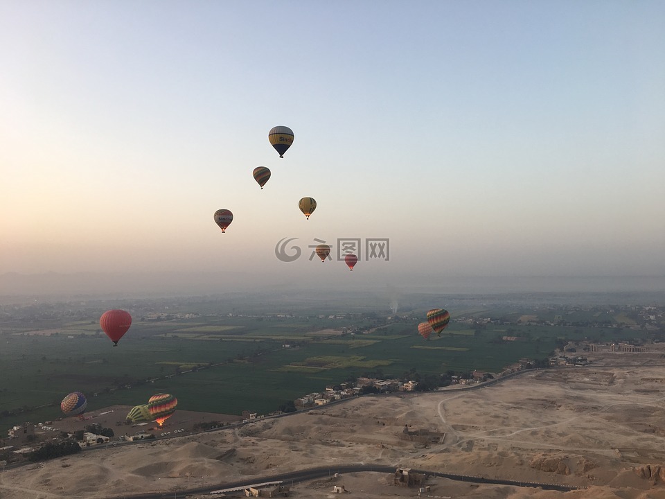 熱氣球,埃及,帝王谷