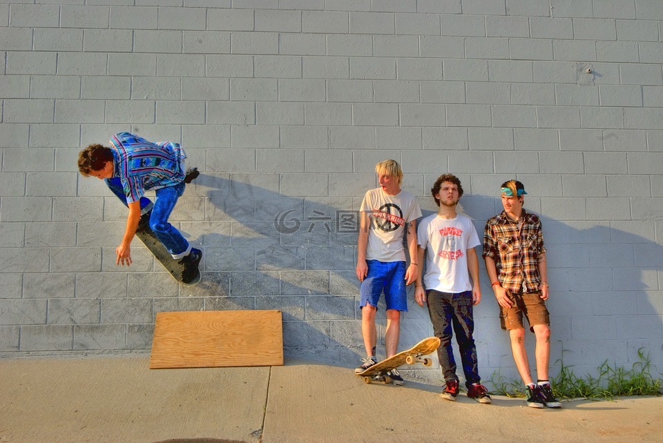 滑板,年轻男子,青年