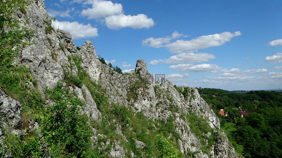 岩,灰岩,徒步旅行