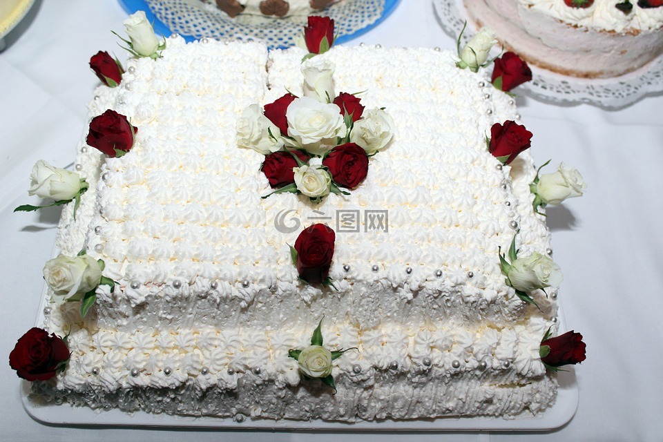 婚礼蛋糕,本书,玫瑰花