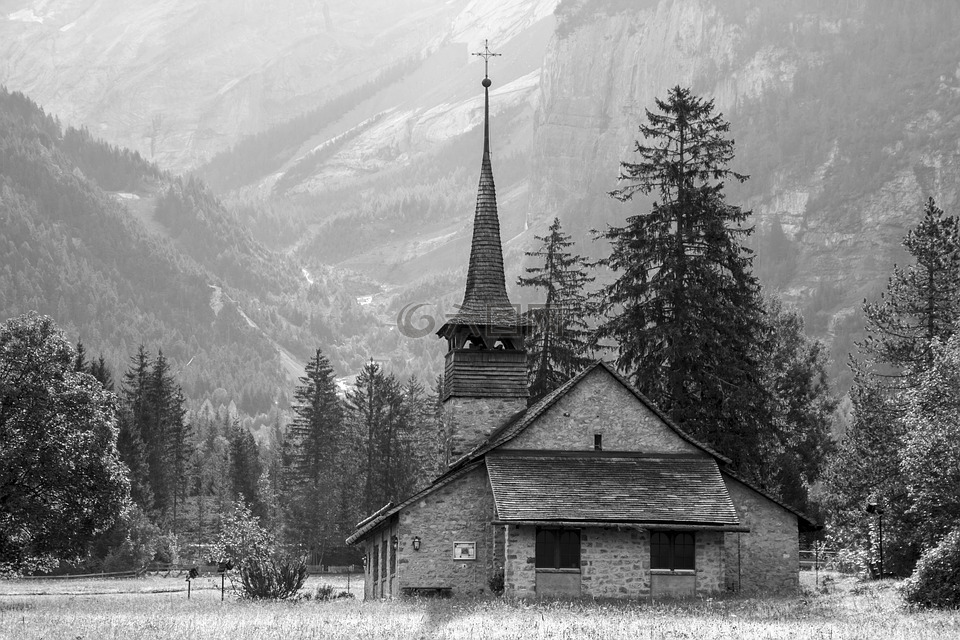 教会,山,小教堂