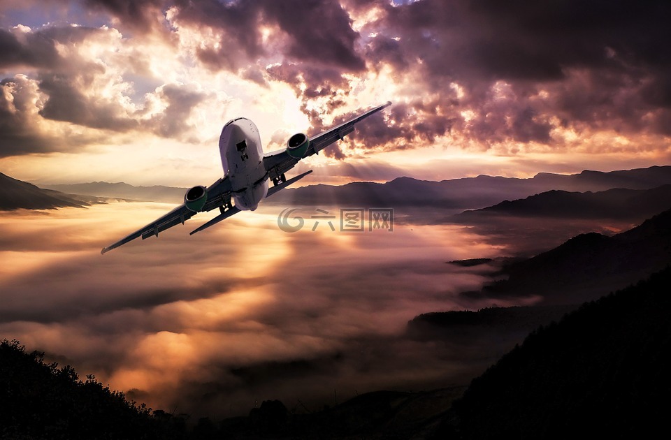 景观,飞机,云