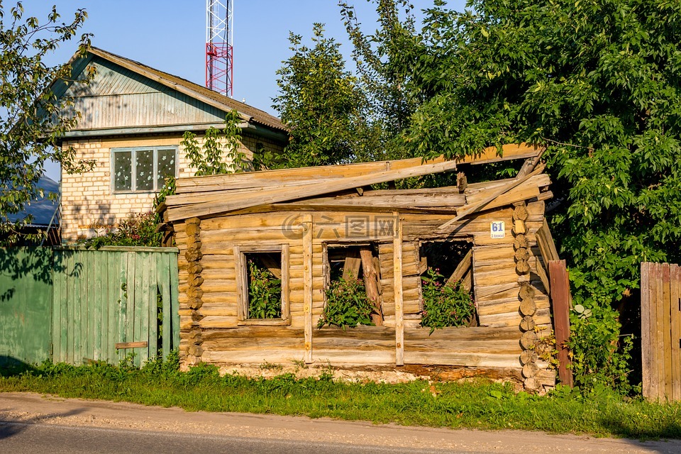 房子,旧,俄罗斯