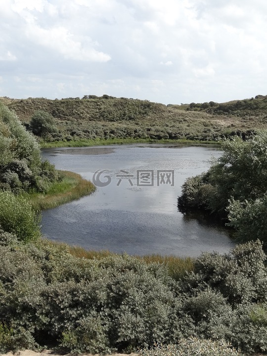 在沙丘湖,沙丘,荷兰风景