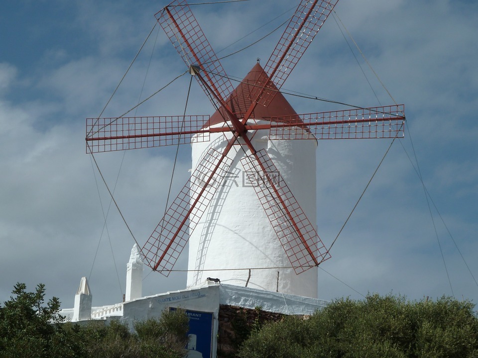 风车,梅诺卡岛,西班牙