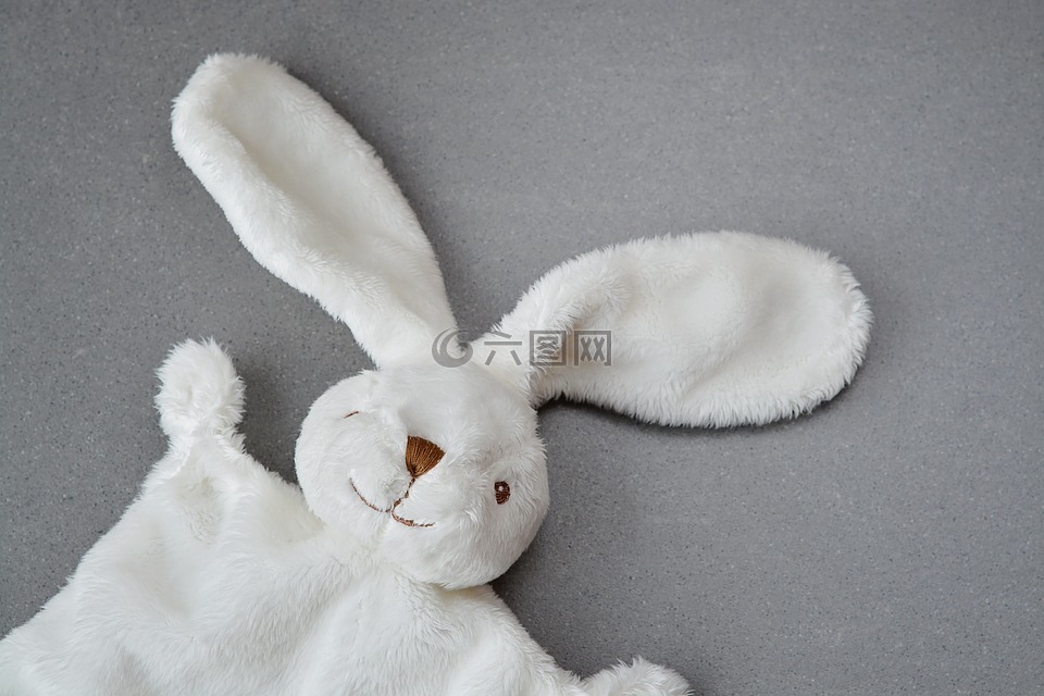 野兔,织物的兔子,安全毯