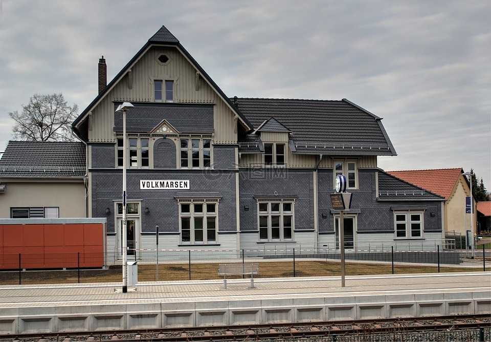 火车站,老,fachwerkhaus