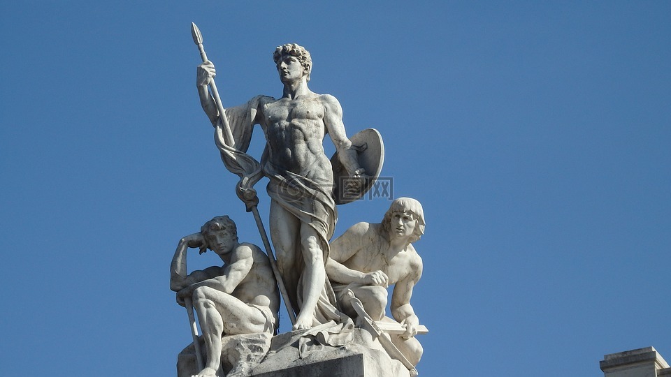 雕像,罗马,战士