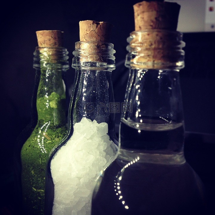 瓶,草本植物,盐
