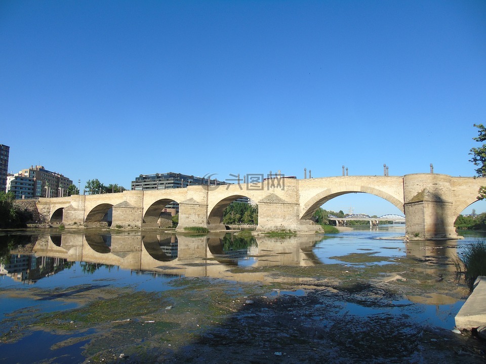 桥,萨拉戈萨,河