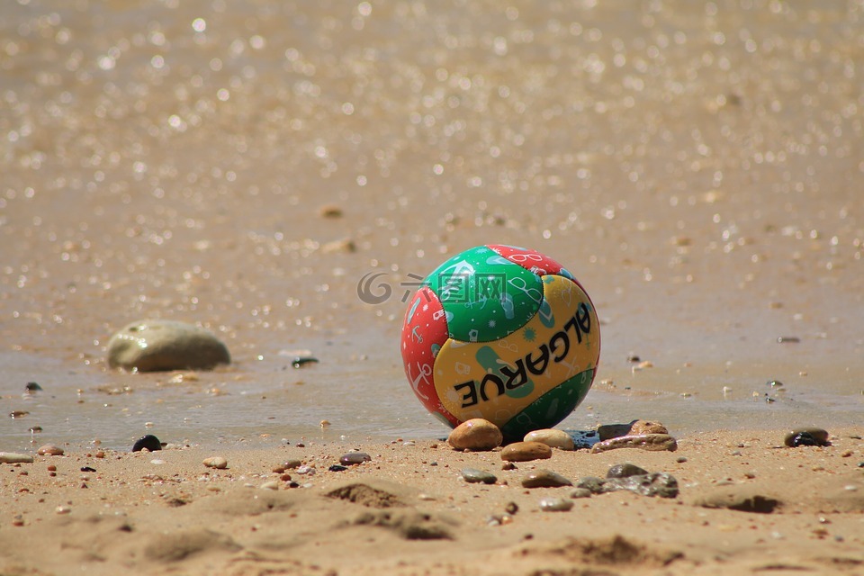 阿尔加威,彩色的球,沙滩足球