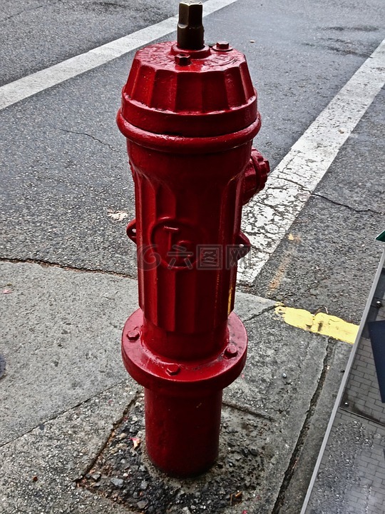 消防栓,红色,水