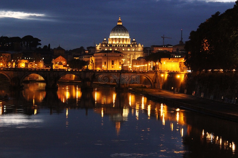 罗马,夜景,梵蒂冈