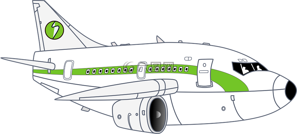 飞机,白,绿色