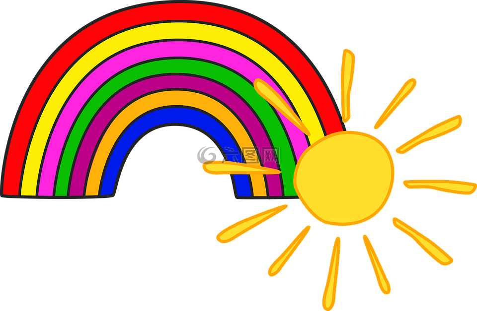 太阳,彩虹,孩子们