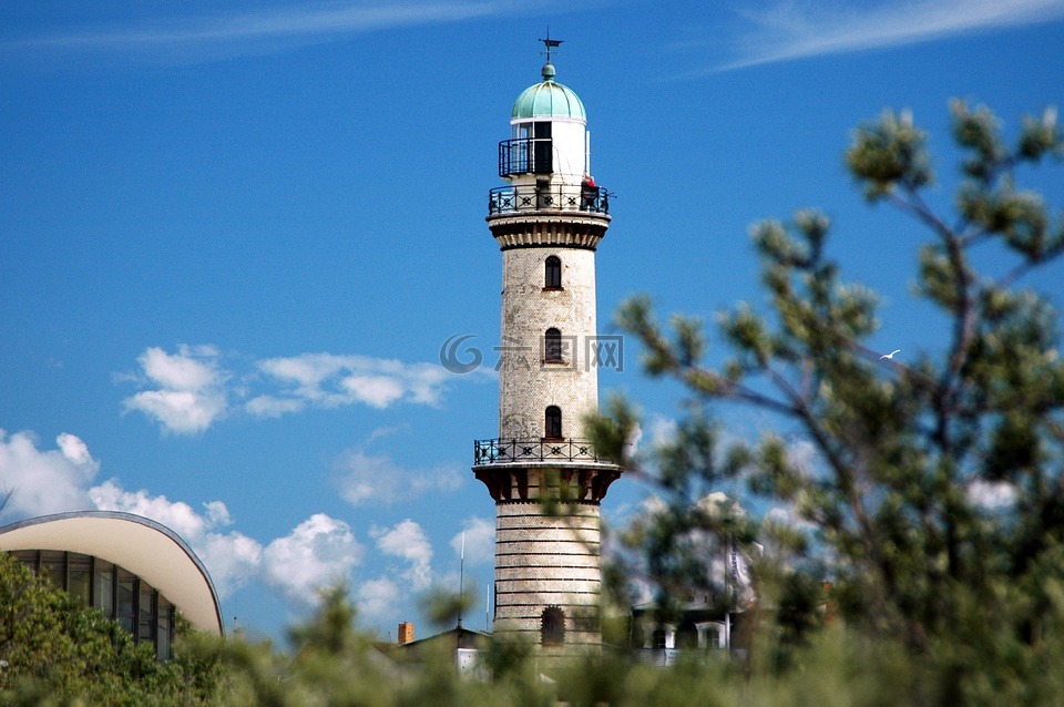 warnemünde,灯塔,天空