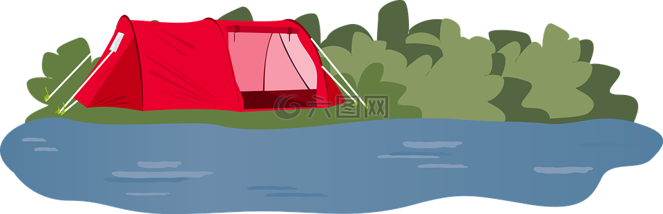 帐篷,露营,河