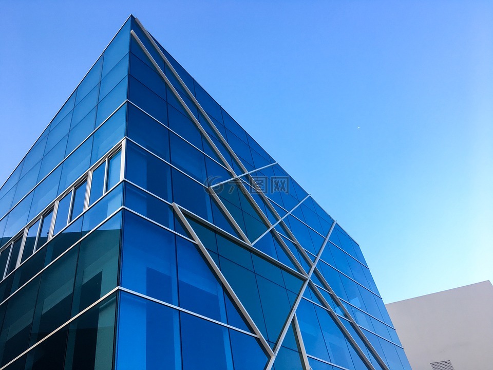 大气,蓝色,公司大楼