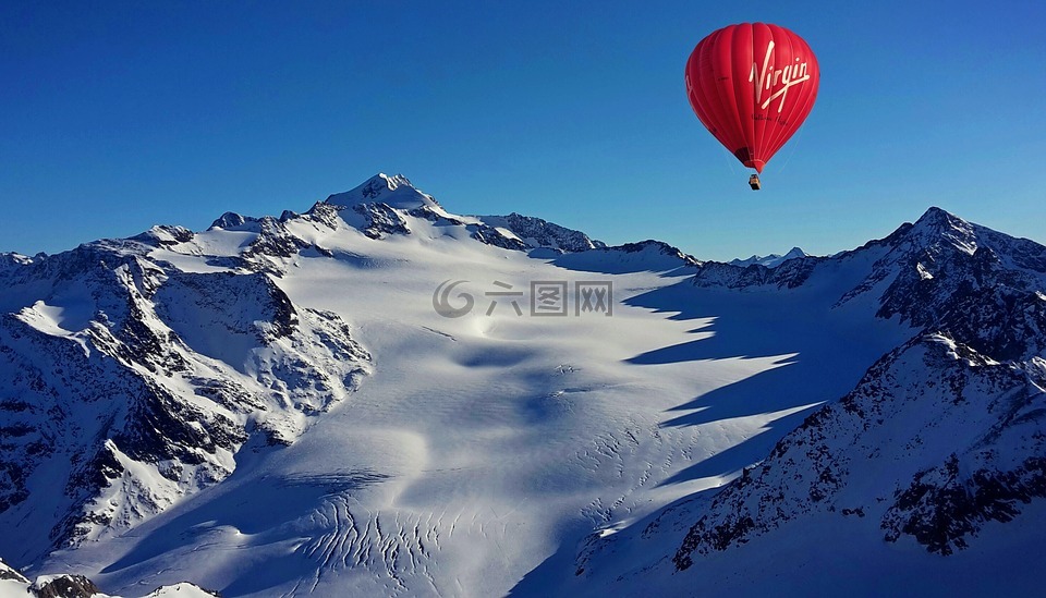 热气球,热空气气球骑,高山