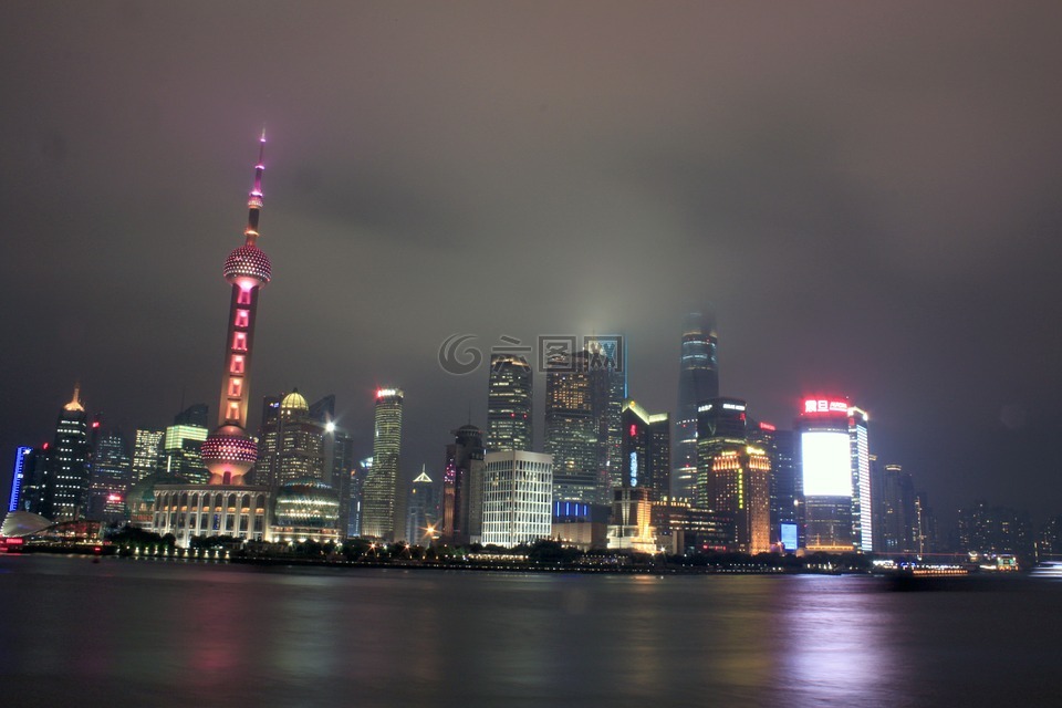 上海,中国,夜